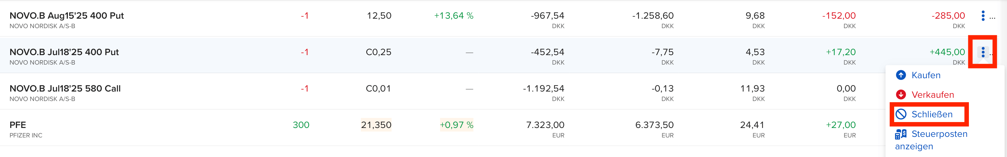 Laptop Optionen schließen in Estably