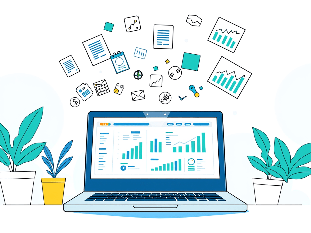 Person vergleicht verschiedene Online-Broker mit Laptop und Charts