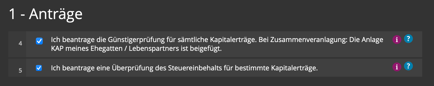 Sparer-Pauschbetrag Anlage KAP 5 in Elster