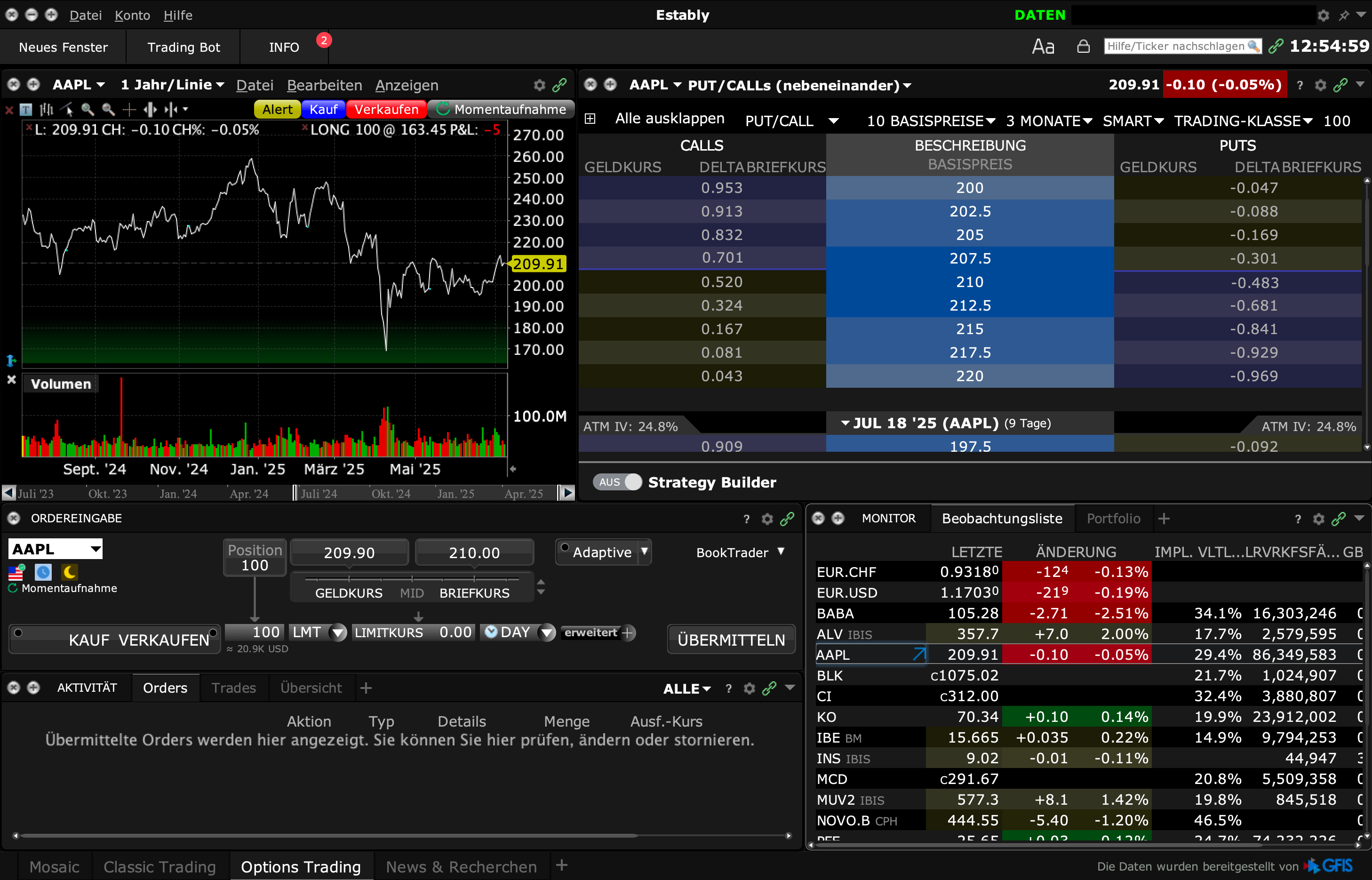 Kundenübersicht der Interactive Brokers TWS